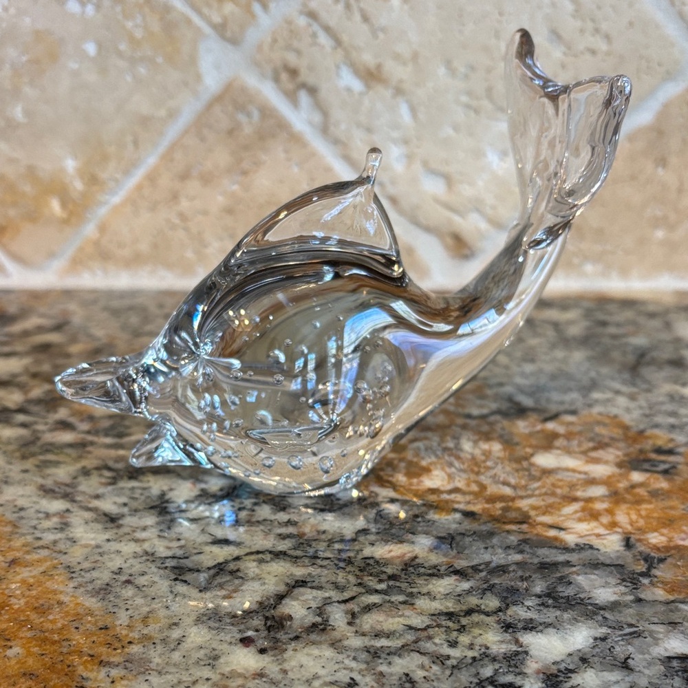 Vintage Art Glass Sailfish/Dolphin with Controlled Bubbles